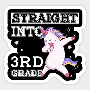 Straight Outta 3rd Grade Unicorn Back To School Gift Sticker